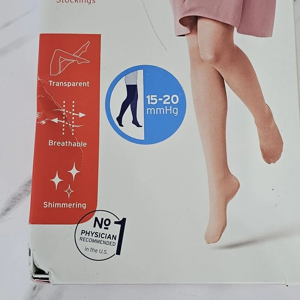 JOBST XL‎ Classic Black UltraSheer Thigh High w/ Lace Silicone Top Band